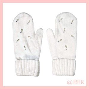 Adrienne Landau Embellished Mittens in Cream